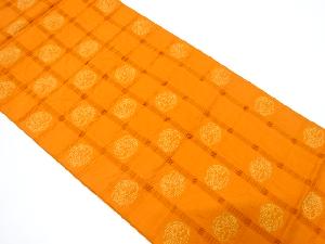 格子に鳳凰・丸紋織出し袋帯